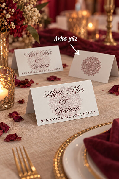 10 ADET KİŞİYE ÖZEL BORDO KINA MASA KARTLIĞI / KATLANIR MASA İSİMLİĞİ /HOŞGELDİNİZ KARTI- KARŞILAMA KARTI