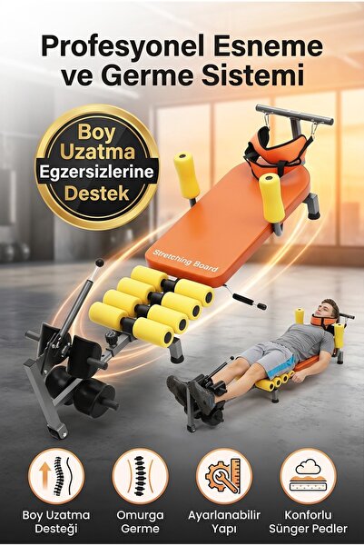DEMPOWER Esneme Germe Egzersiz Aleti Stretching Board Ayarlanabilir Sırt Baca...