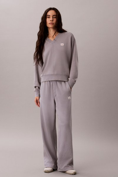 Calvin Klein Jeans LS WOVEN LABEL TERRY VNECK HVWT-