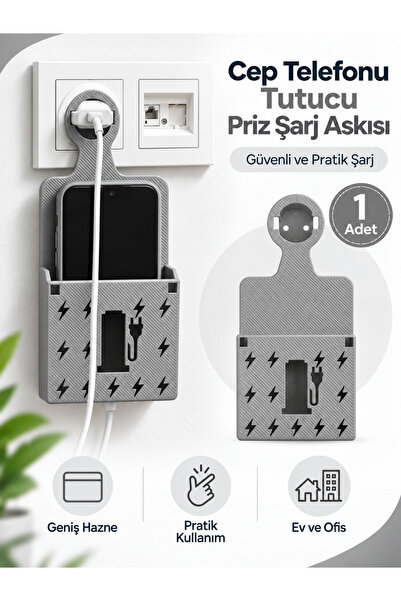 RAMDET Cep Telefonu Tutucu Priz Şarj Askısı Telefon Şarj Standı Duvar Tipi Te...