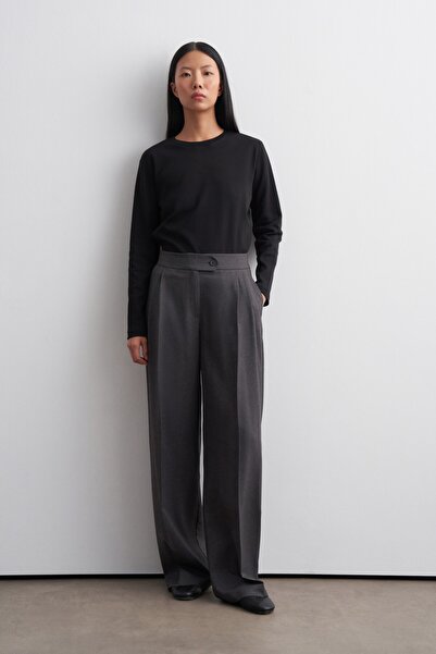 KADRİYE BAŞTÜRK Pleated Palazzo Pants Anthracite