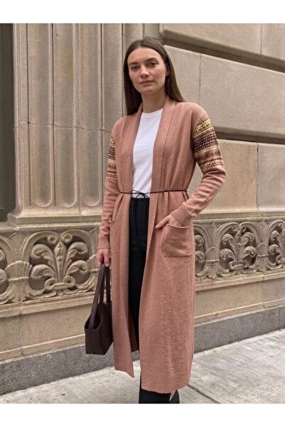 onno style women كارديجان نسائي طويل بنمط كليم من التريكو