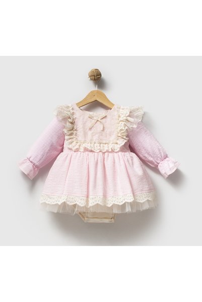 aysskids Florance Guipure Collared Long Sleeve Special Occasion Baby Girl Romper