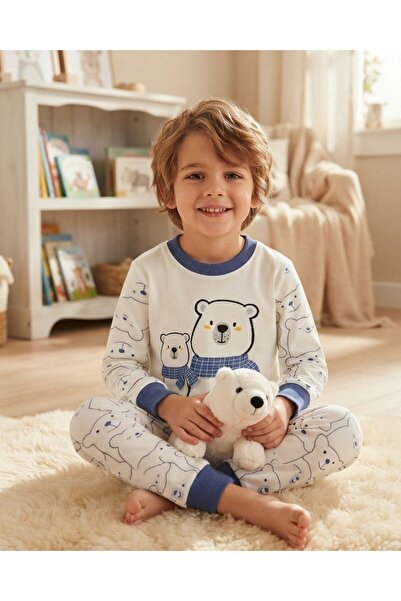 ayıcıklı çocuk pijama %100 pamuk