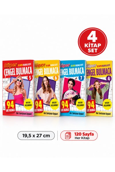 dokuzyayinlari Yetişkinler İçin 4'lü Süper Çengel Bulmaca Kitabı Seti (480 Sayfa - 376 Bulmaca)