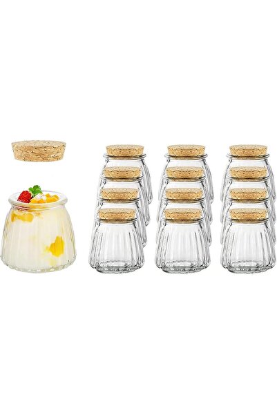 Regium FUFU 4oz Glass Jars With Cork Cover 12 Pack - Mini Pudding Containers ...