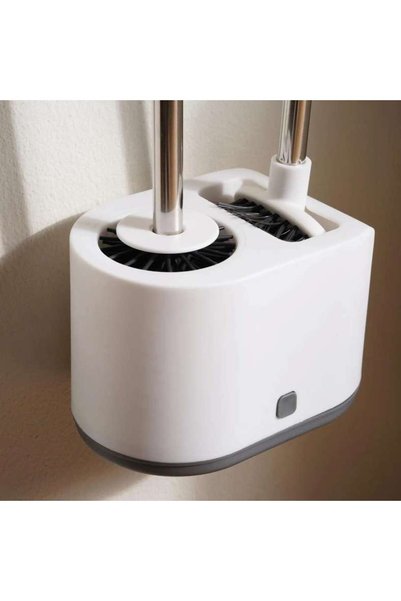 PAN HOME طقم فرشاة مرحاض من 3 قطع مع حامل من بيلي - أبيض