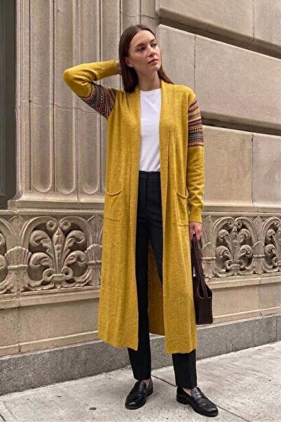 onno style women كارديجان نسائي طويل بنمط كليم من التريكو