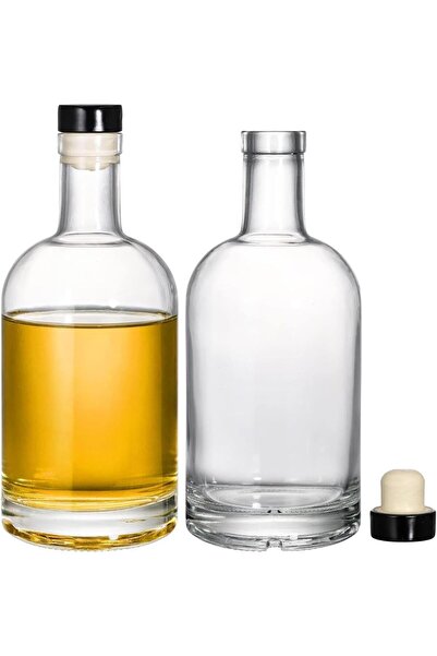 FUFU 2 Pack Heavy Base Glass Liquor Bottles, Nordic Vodka Bottles with T-Top ...
