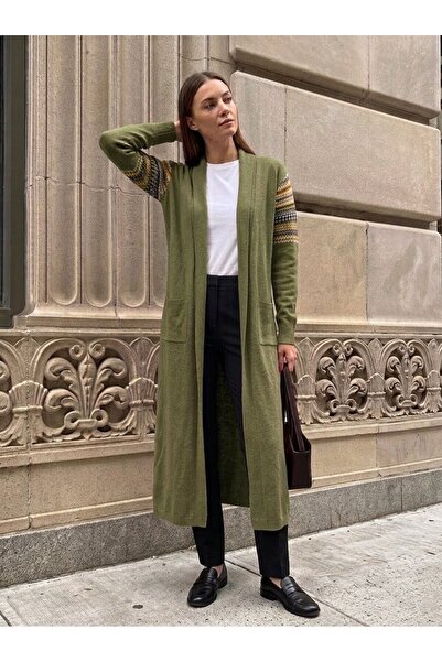 onno style women كارديجان نسائي طويل بنمط كليم من التريكو