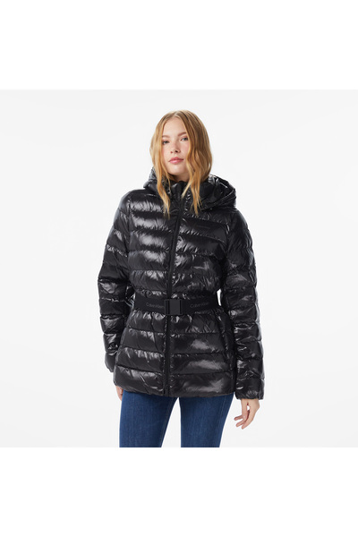 Calvin Klein Belted Lightweight Puffer Kadın Siyah Mont