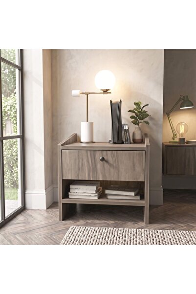 Decorotika Berlin Noptieră cu Sertar și Poliță Deschisă – 45 x 35 x 45 cm – N...