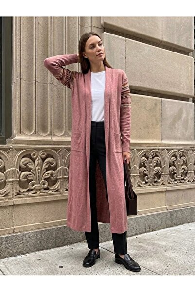 onno style women كارديجان نسائي طويل بنمط كليم من التريكو