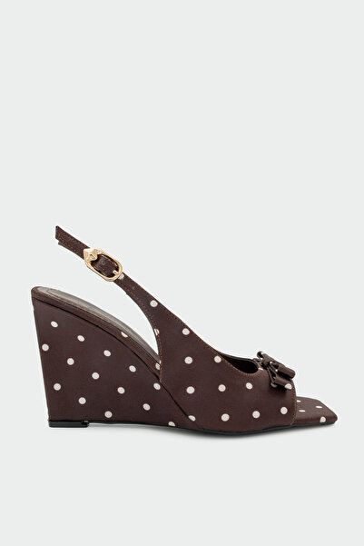 LAMİNTA Grena Bow Detailed Polka Dot Women's Heeled Shoes - Aci Brown