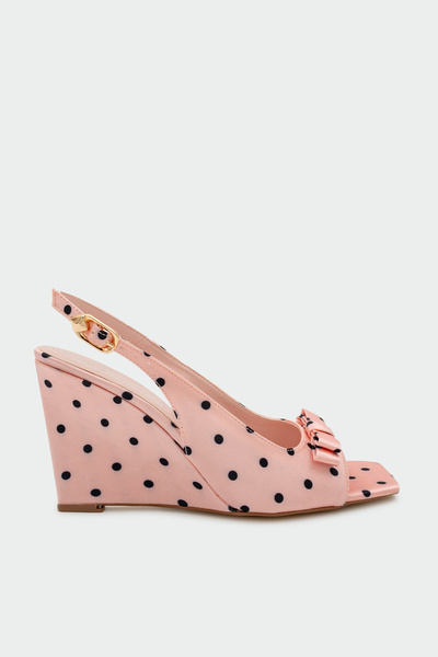 LAMİNTA Grena Bow Detailed Polka Dot Women's Heeled Shoes - Pink