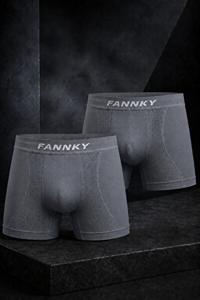 FİT WOMEN Men's Comfortable Flexible Seamless 2-Piece Gray Boxer