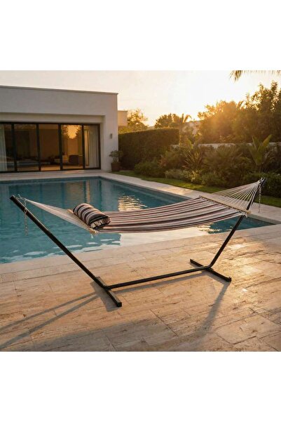 PAN HOME Chiara Outdoor Majlis Hammock With Stand And Pillow 374x100x105cm