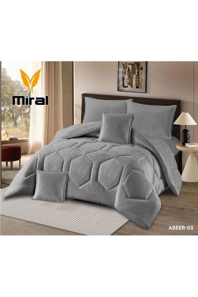 miral Abeer Winter Bedspread -Nefirn 6 Pieces Velvet on the Fur of 240*220