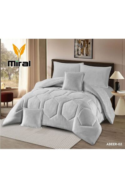 miral Abeer Winter Bedspread -Nefirn 6 Pieces Velvet on the Fur of 240*220