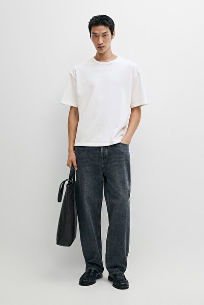 Massimo Dutti %100 pamuklu boxy kesim kısa kollu t-shirt