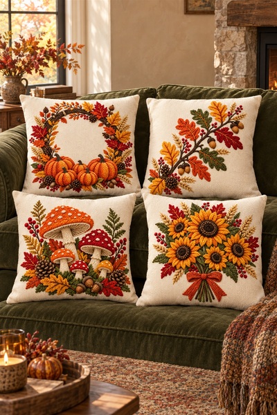 dekomingo Sunflower Bouquet Throw Pillow – Embossed Punch Embroidered Appeara...