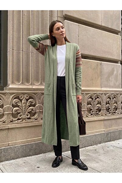 onno style women كارديجان نسائي طويل بنمط كليم من التريكو