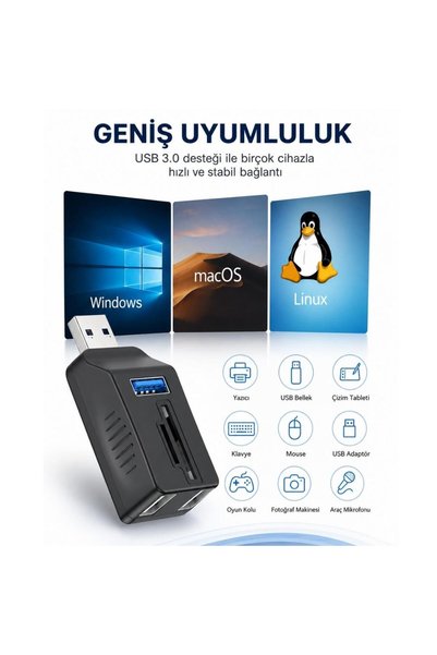 Temiz Pazar 6080 USB 3.0 Hub 5 منافذ متعددة الوظائف SD TF Micro SD MMC قارئ بطاقات محول فاصل