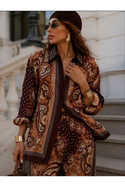 MiMi Imported Shirt and Pants Two-Piece Set