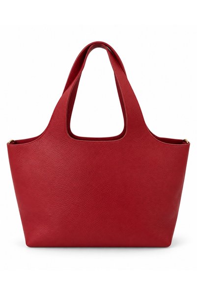 Marcc Bag Kırmızı Hakiki Deri Büyük Boy Kadın Omuz ve Shopper Çantası - 16 inch