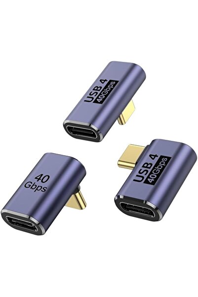T Tersely 3 Pack 90° USB-C Adapter, USB C Male to Type C Female Right Angle