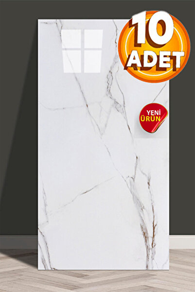 BienHome 10 Adet, Açık Kahve Damarlı Krem Tonlarında Mermer Desenli Kendinden Yapışkanlı Mutfak Banyo Wc Kaplama Pvc Panel 30x60 Cm Soy Yapıştır