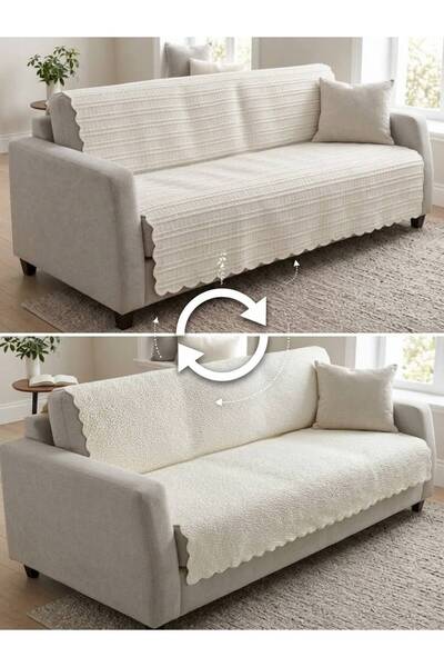 by ballı biocotton Bohem Çift Taraflı Tuğla Desen Çekyat Örtüsü 170x210