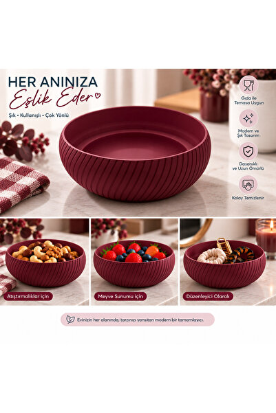 mayk Modern Çizgili Çok Amaçlı Sunum & Düzenleyici Kase – Meyve Kasesi, Salat...