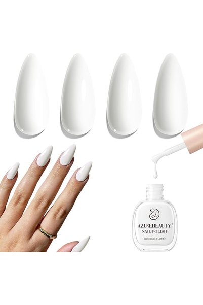 AZUREBEAUTY Warm White Nail Polish – Quick Dry, Long-Lasting, Natural Glossy ...