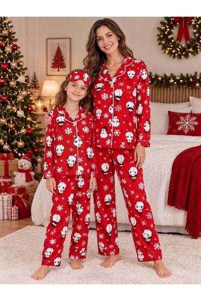 Fil Kids Mother-Daughter Cotton Suede Fabric Sleeping Bandage Snowman New Yea...
