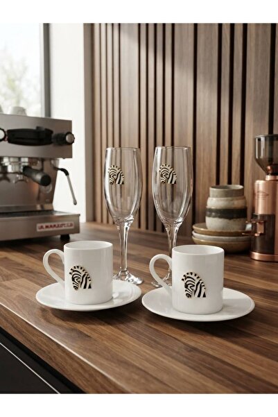 mykhediyevesanatatölyesi Double Coffee Cup and Coffee Side Glass Set Embossed...