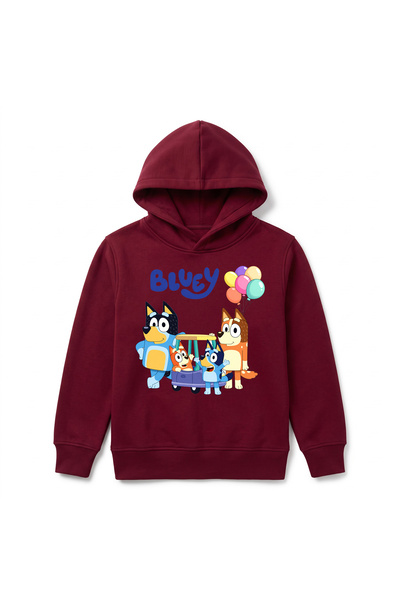 URBANTRENDSTORE هودي شتوي فاخر للأطفال مطبوع عليه Bluey، سطح داخلي ناعم ومرن
