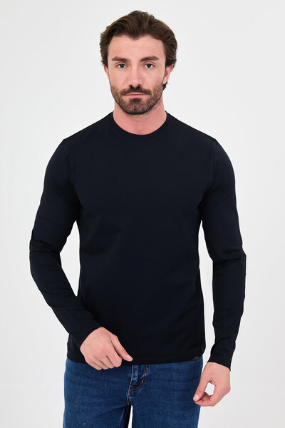 Mcr Tricou pentru bărbați, slim fit, cu gât înalt, din bumbac, cu mânecă lung...