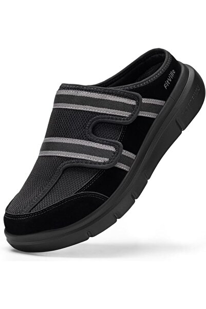 FitVille Mens Wide Slippers with Arch Support Breathable Adjustable House Sli...