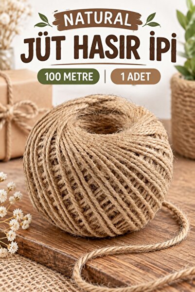 Huzur Party Store Natural Jüt Hasır Süsleme İpi 100 Metre 1 Adet Hobi El İşi ...