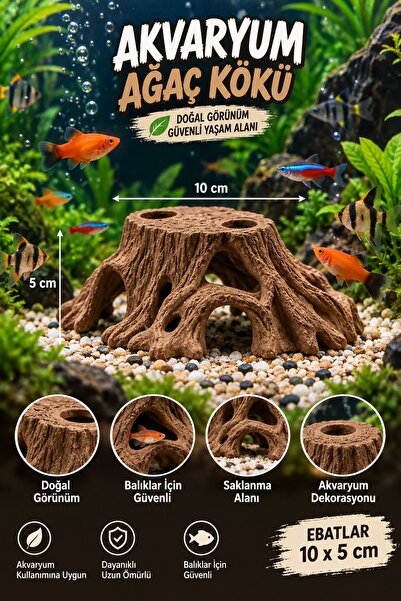 barsdepo Akvaryum kütük şeklinde saklanma evi 10x5cm BATAN MODEL