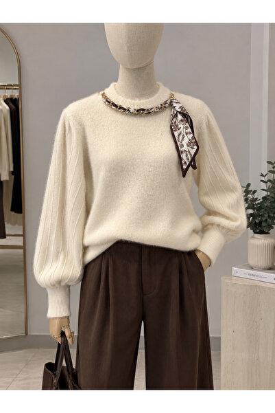 mahira collection Premium Soft Bearded Knitwear Sweater with Scarf Detail