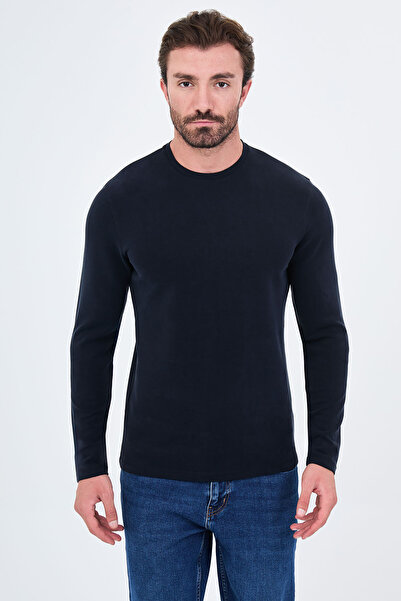 Mcr Straight Slim Fit Crew Neck Bi-Stretch Interlock Long Sleeve Men's T-Shir...