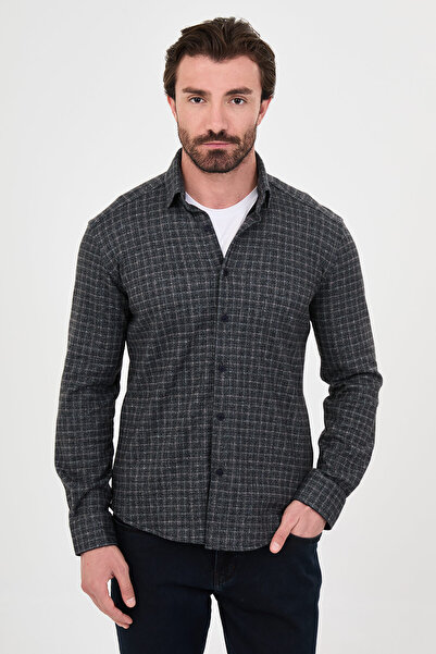 Mcr Cămașă bărbătească în carouri, slim fit, cu guler clasic, cu mânecă lungă...