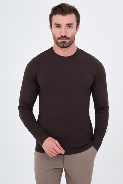 Mcr Tricou pentru bărbați, slim fit, cu gât înalt, din bumbac, cu mânecă lung...