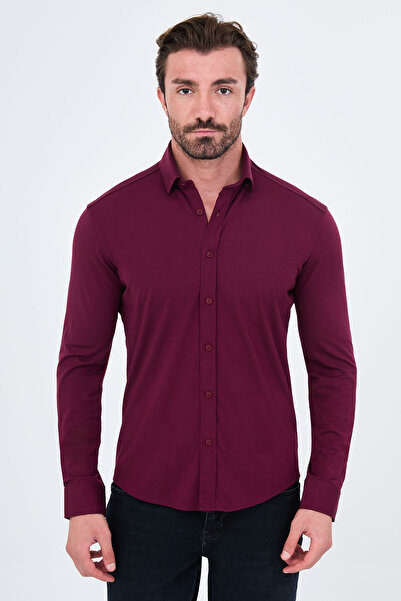 Mcr Plain Slim Fit Men's Shirt Claret Red - 27023.24K