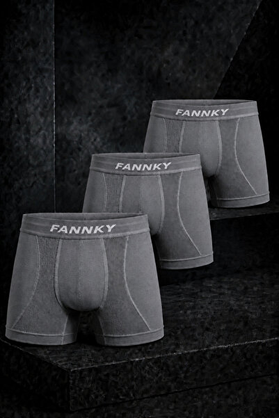 FİT WOMEN Men's Comfortable Flexible Seamless 3-Piece Gray Boxer Briefs