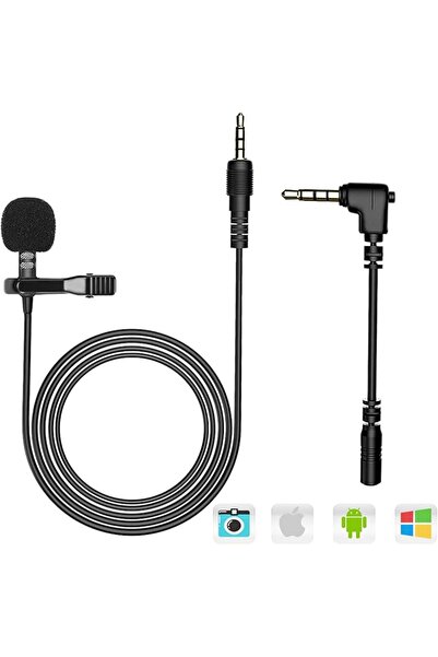 AGPTEK Clip on Microphone, 3.5mm Lavalier Lapel Omnidirectional Condenser Mic...