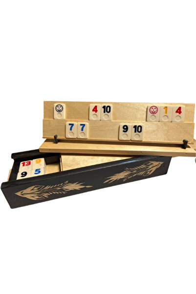 unbranded Joc de Rummy sculptat cu piese din piatră - Negru