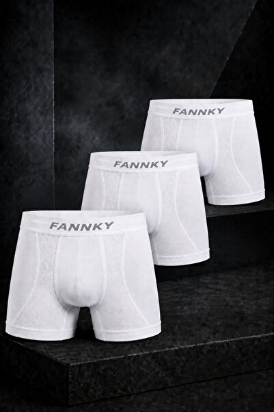 FİT WOMEN Men's Comfortable Flexible Seamless 3-Piece White Boxer